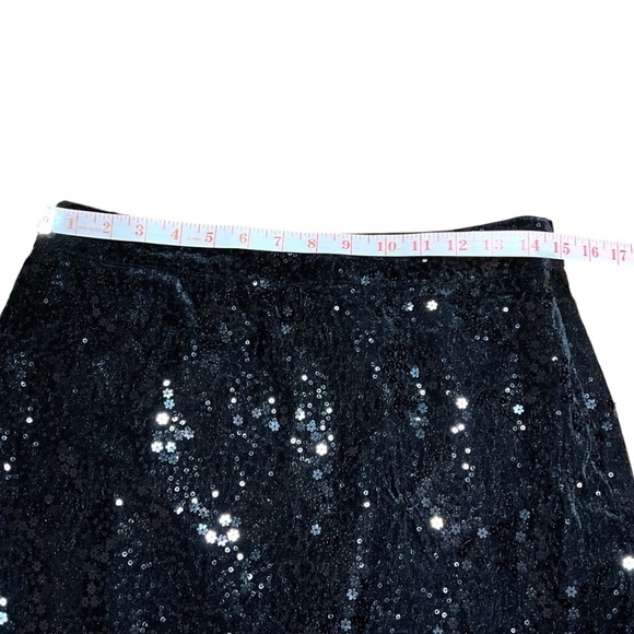 MICHAEL MICHAEL KORS Black Sequined Mini Skirt Fully Lined Side Zipper US Sz 6 - Picture 5 of 9